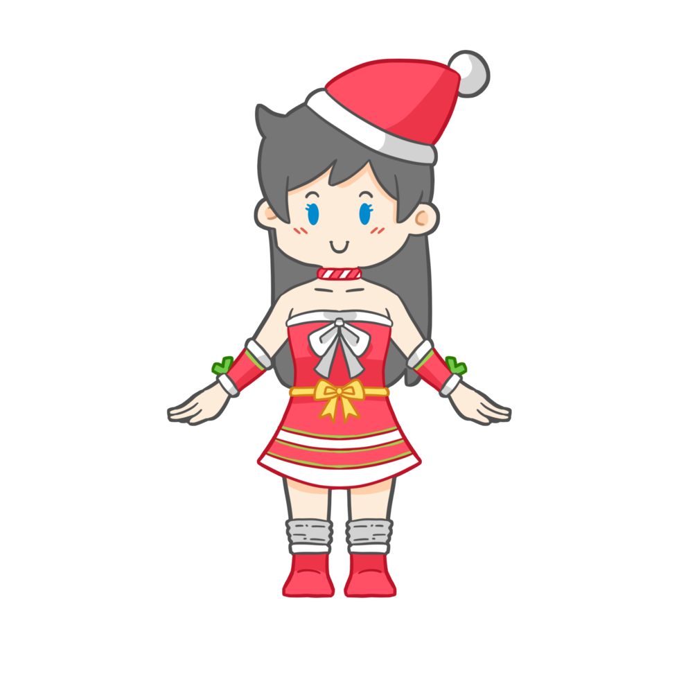 Cute girl in christmas holiday costume png