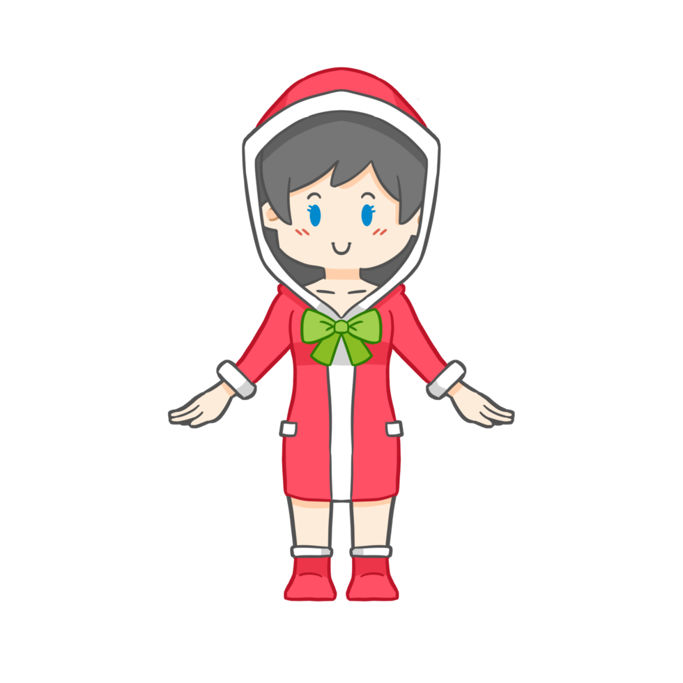 Cute christmas holiday girl cartoon png