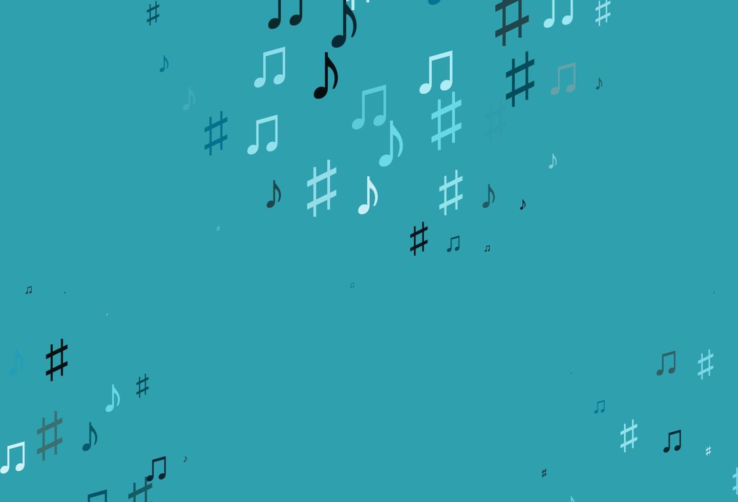 plantilla de vector azul claro con símbolos musicales.