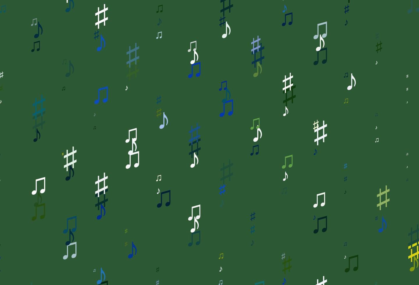 Light Blue, Yellow vector background with music symbols.