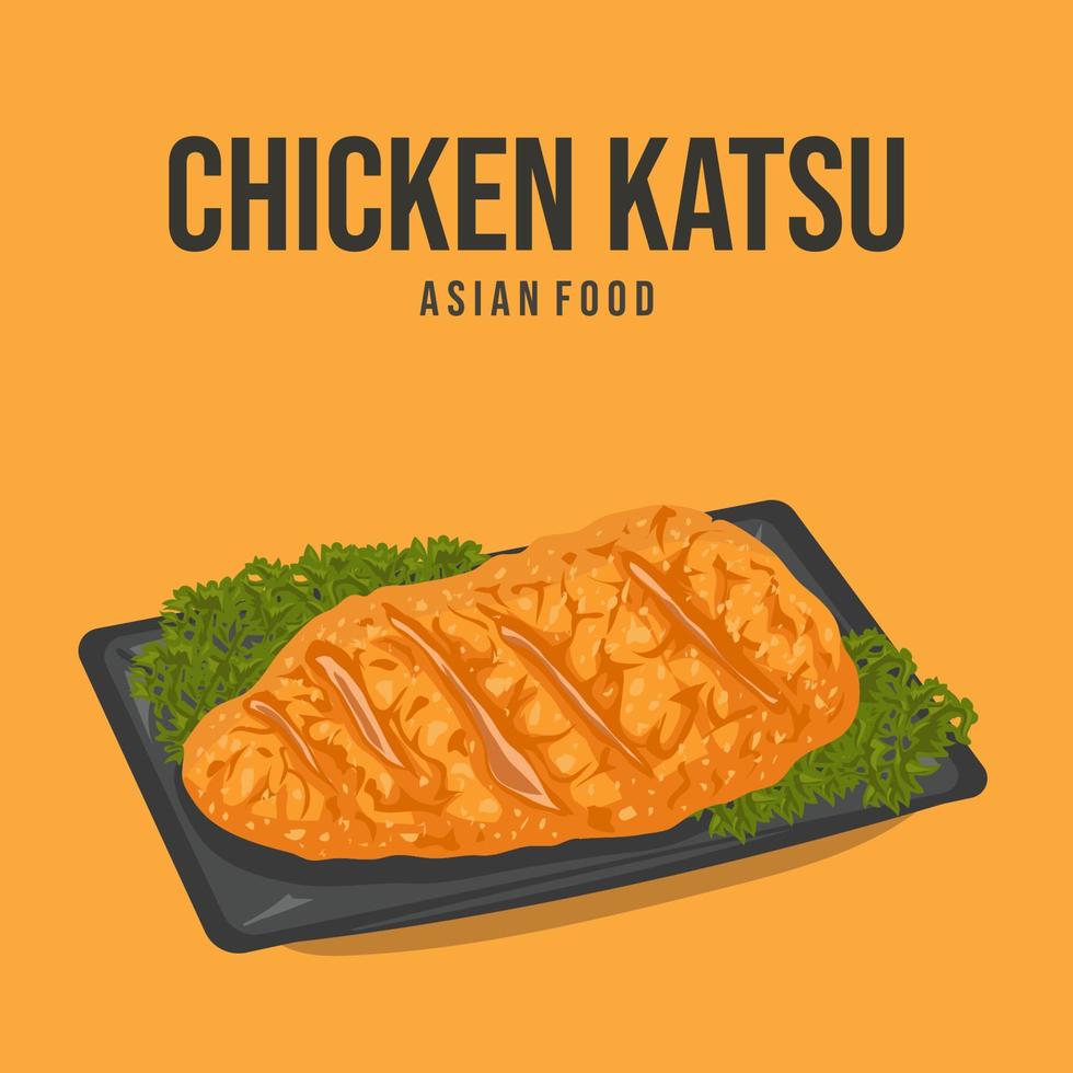 comida asiática, vector de katsu de pollo. cocina japonesa
