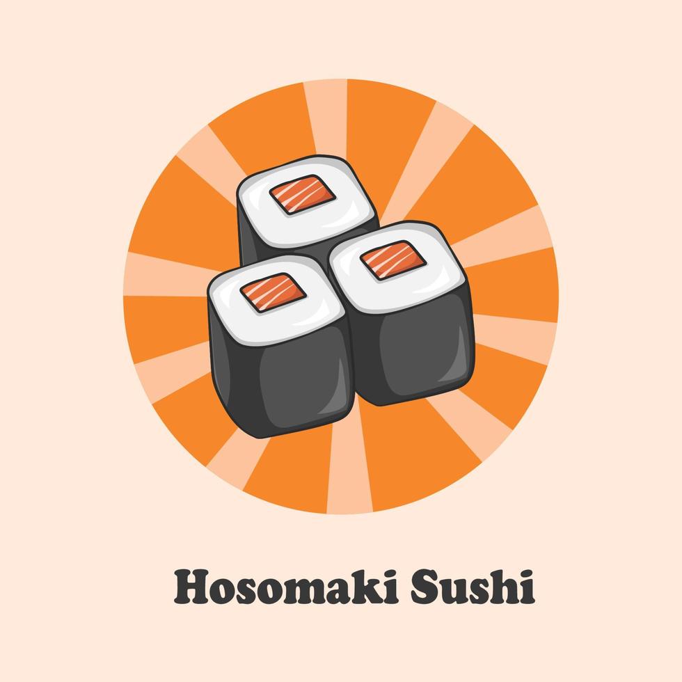 Asian Food, Sushi salmon roll vector. Japanese cuisine, traditional food. vector