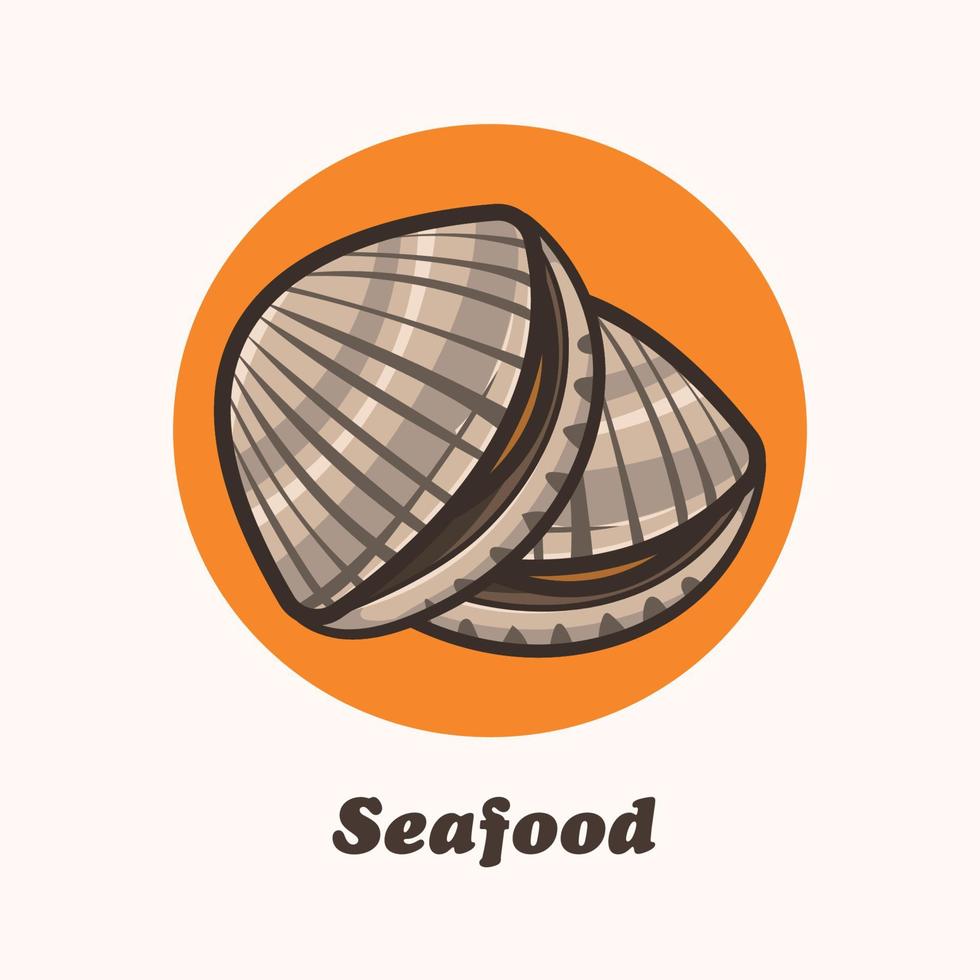 scallop sea shell, cartoon style vector illustration