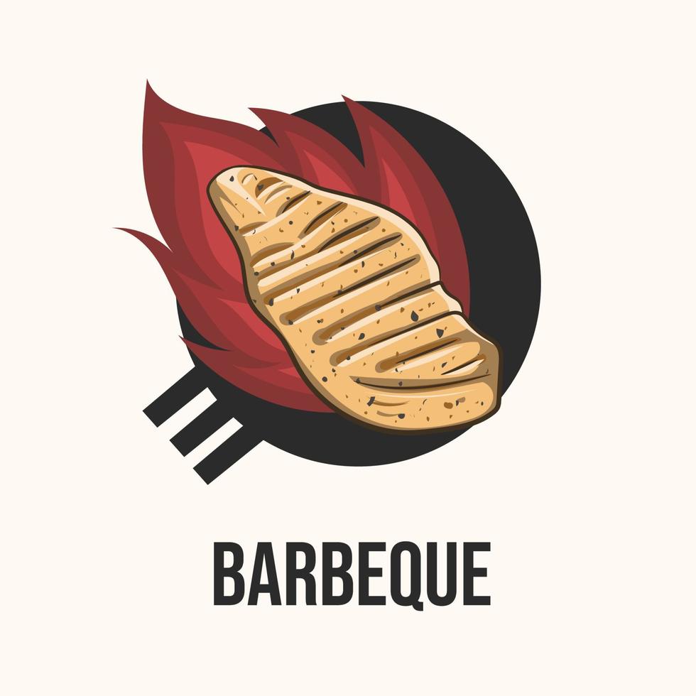 barbacoa y carne para logo vector