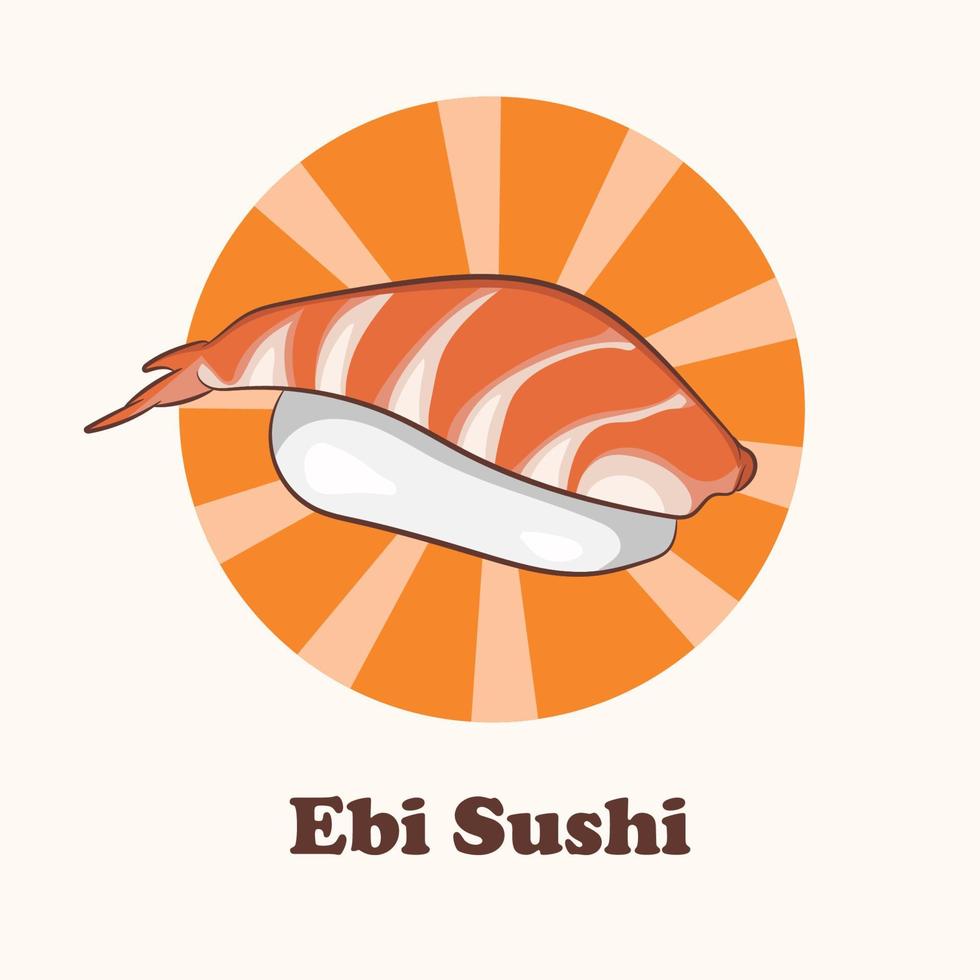 comida asiática. vector de sushi ebi. cocina japonesa, comida tradicional. sushi de camarones
