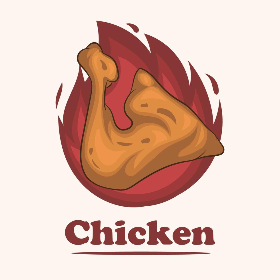 Ilustración de vector de pollo a la parrilla caliente