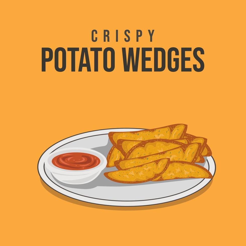 vector illustration of Potato Wedges and sauce