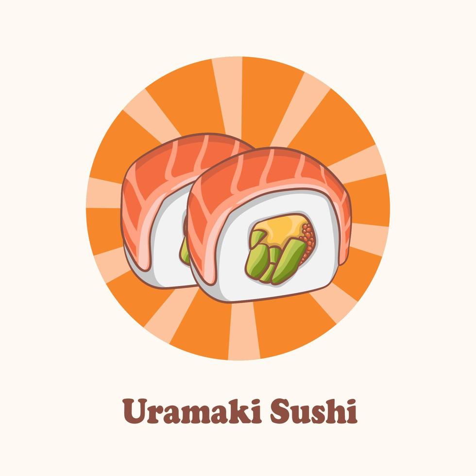 comida asiática. vector de sushi uramaki. cocina japonesa, comida tradicional.