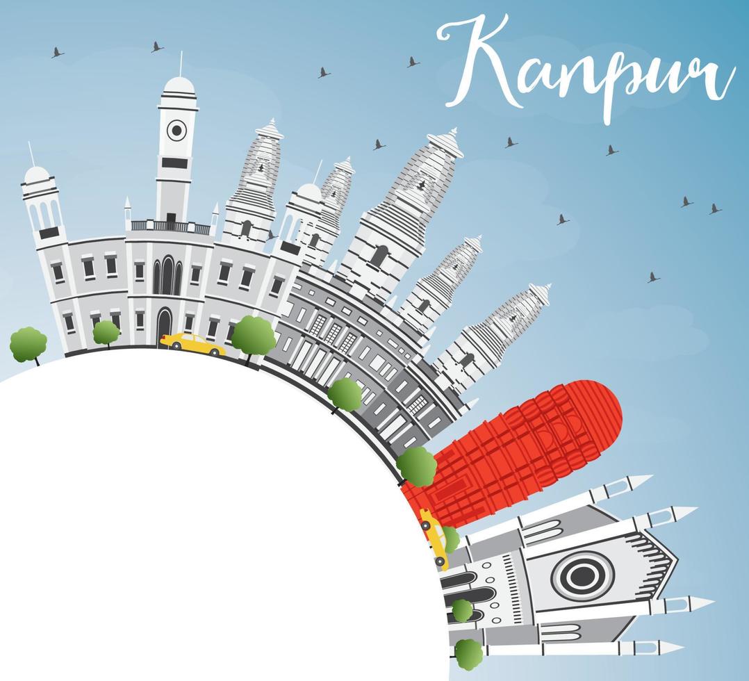 Kanpur Skyline with Gray Buildings, Blue Sky and Copy Space. vector