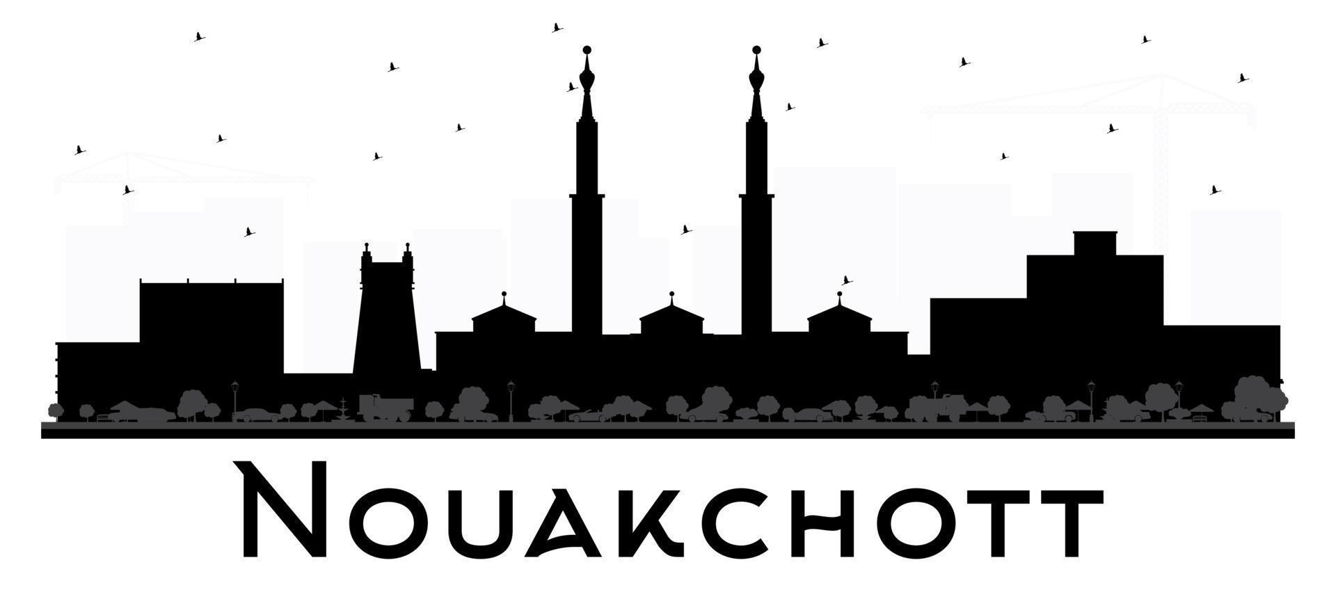 Nouakchott Mauritania Skyline Black and White Silhouette. vector