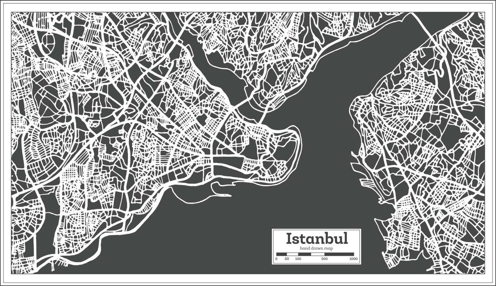 mapa de estambul, turquía, en estilo retro. vector