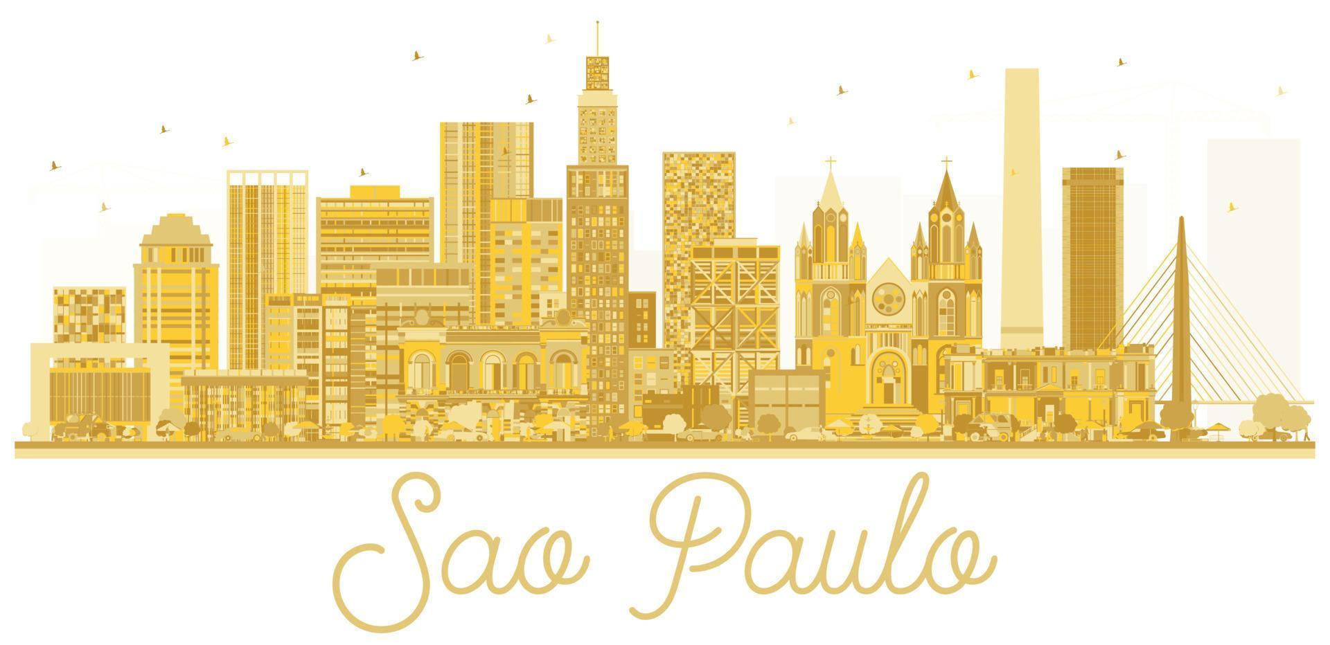 Sao Paulo City skyline golden silhouette. vector