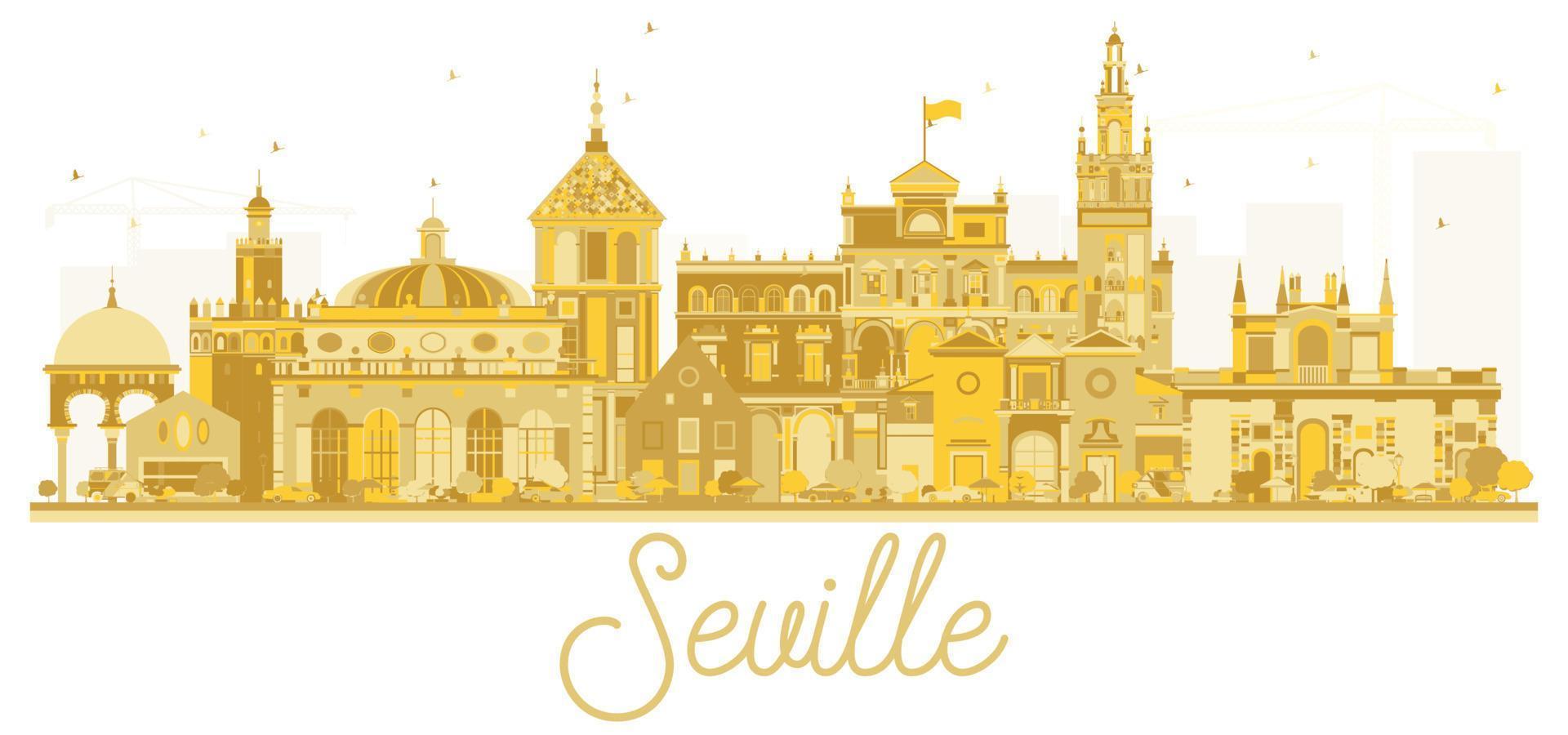 Seville Spain City skyline golden silhouette. vector