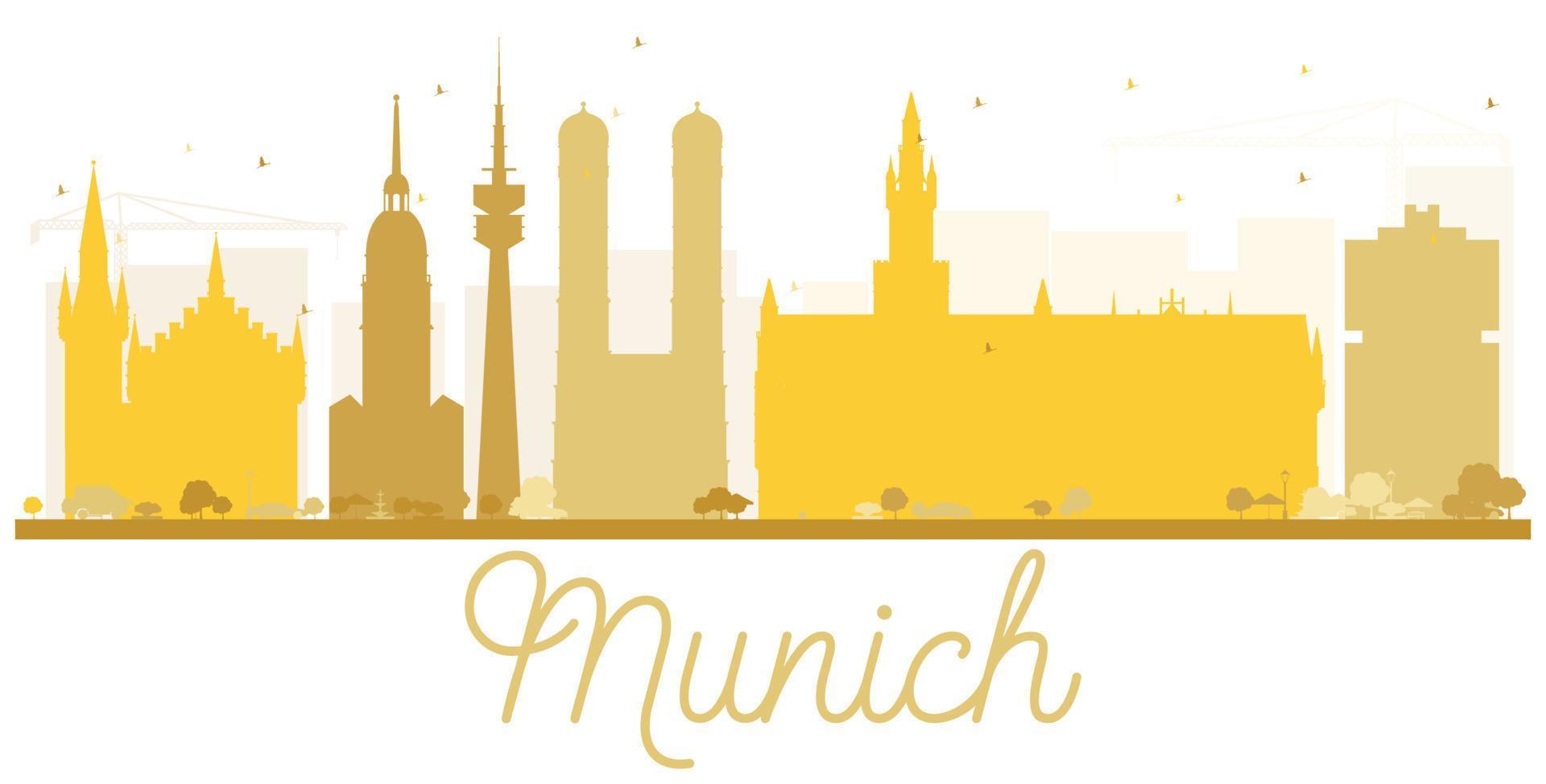 silueta dorada del horizonte de la ciudad de munich. vector