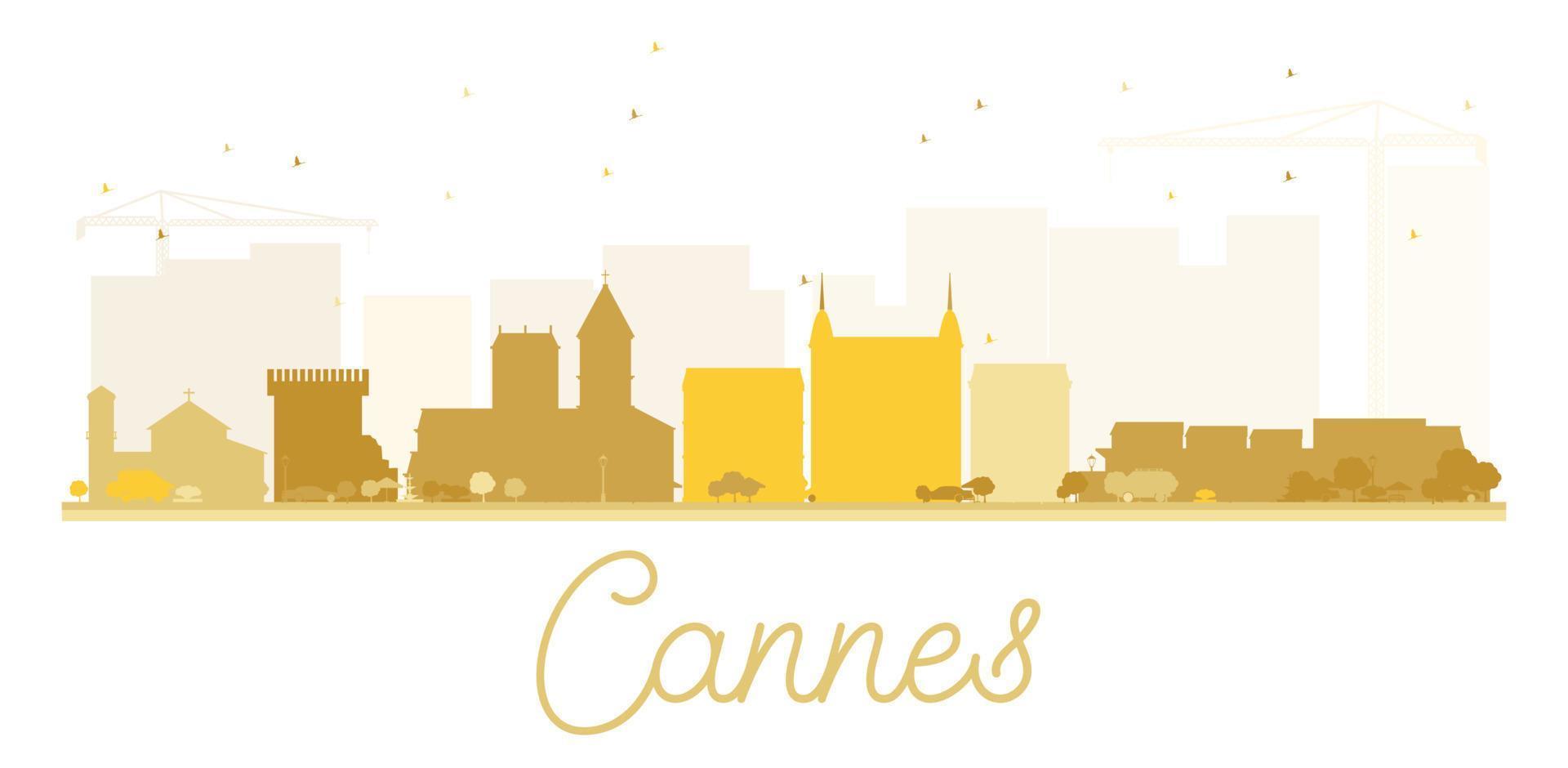 silueta dorada del horizonte de la ciudad de cannes. vector