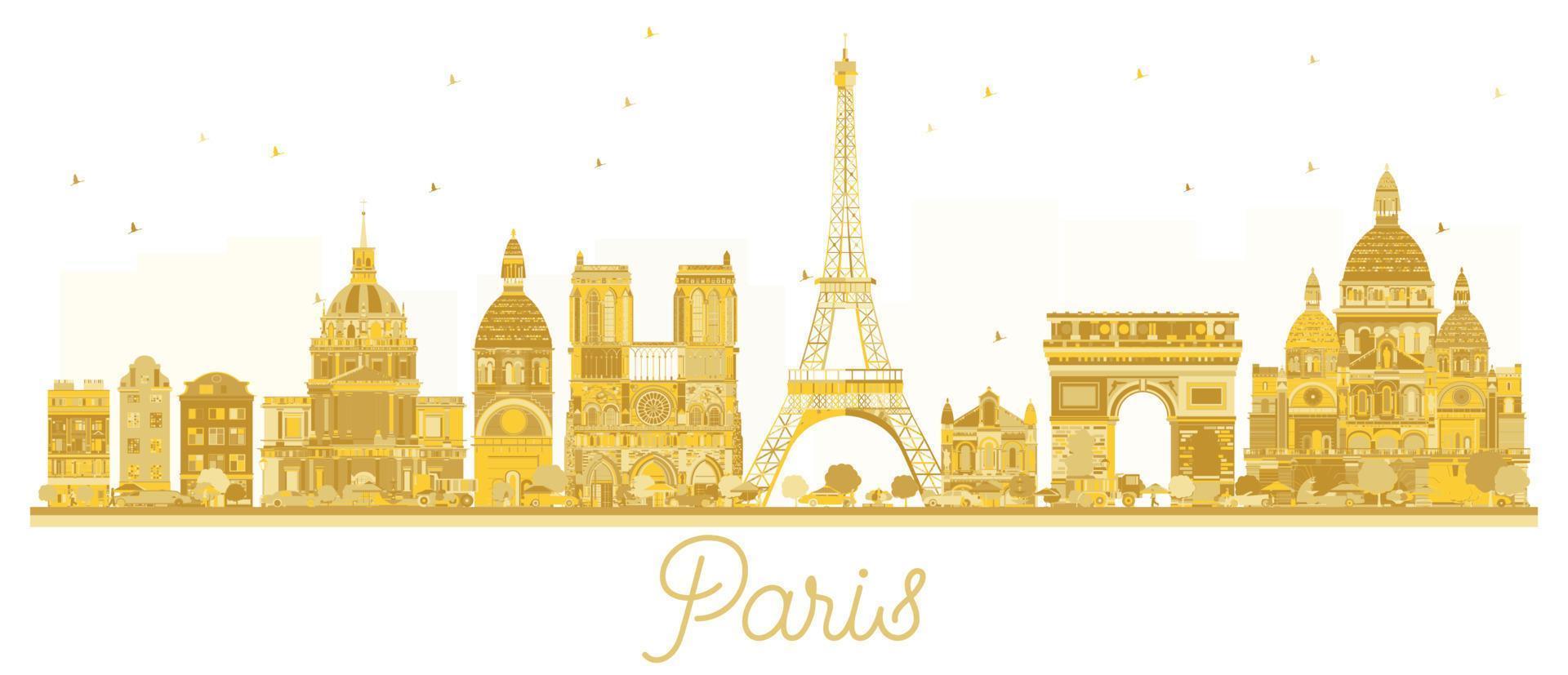 Paris City skyline golden silhouette. vector