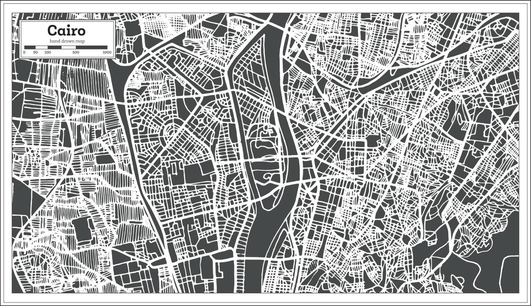 Cairo Egypt City Map in Retro Style. vector