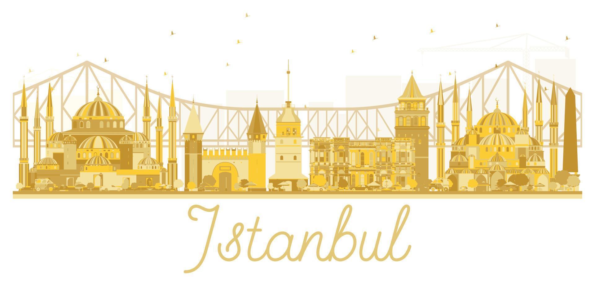 Istanbul City skyline golden silhouette. vector