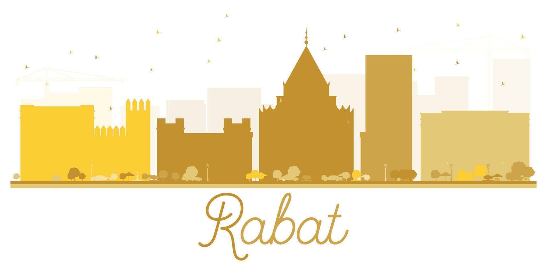 Rabat City skyline golden silhouette. vector