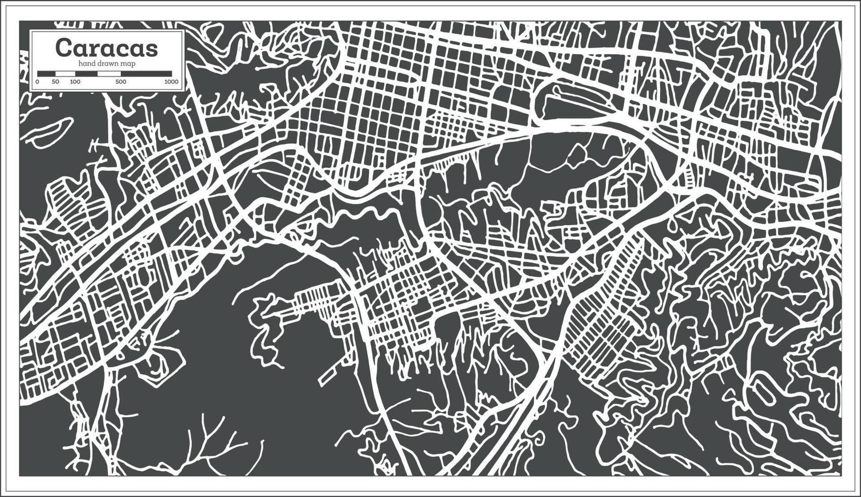 Caracas Venezuela City Map in Retro Style. vector