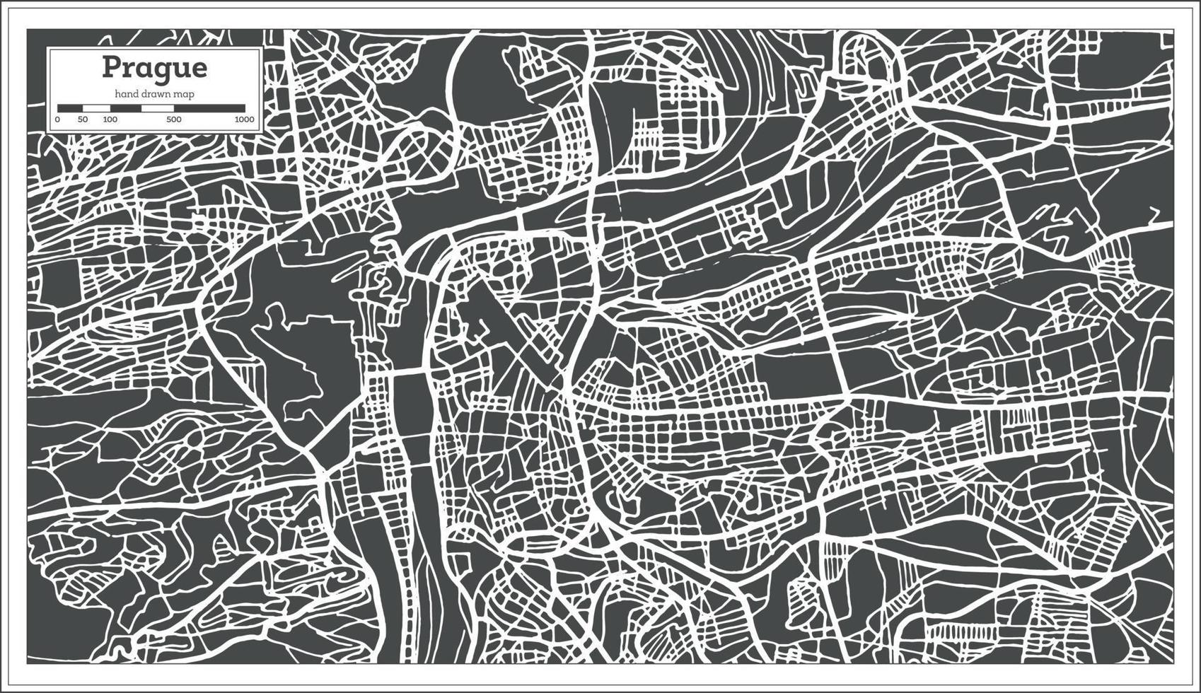 mapa de la república de praga chezh en estilo retro. vector