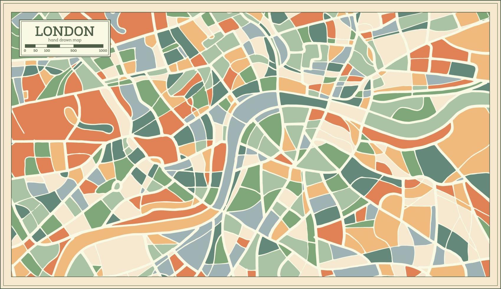 London England Map in Abstract Retro Style. vector