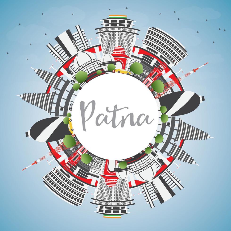 Patna Skyline with Gray Buildings, Blue Sky and Copy Space. vector