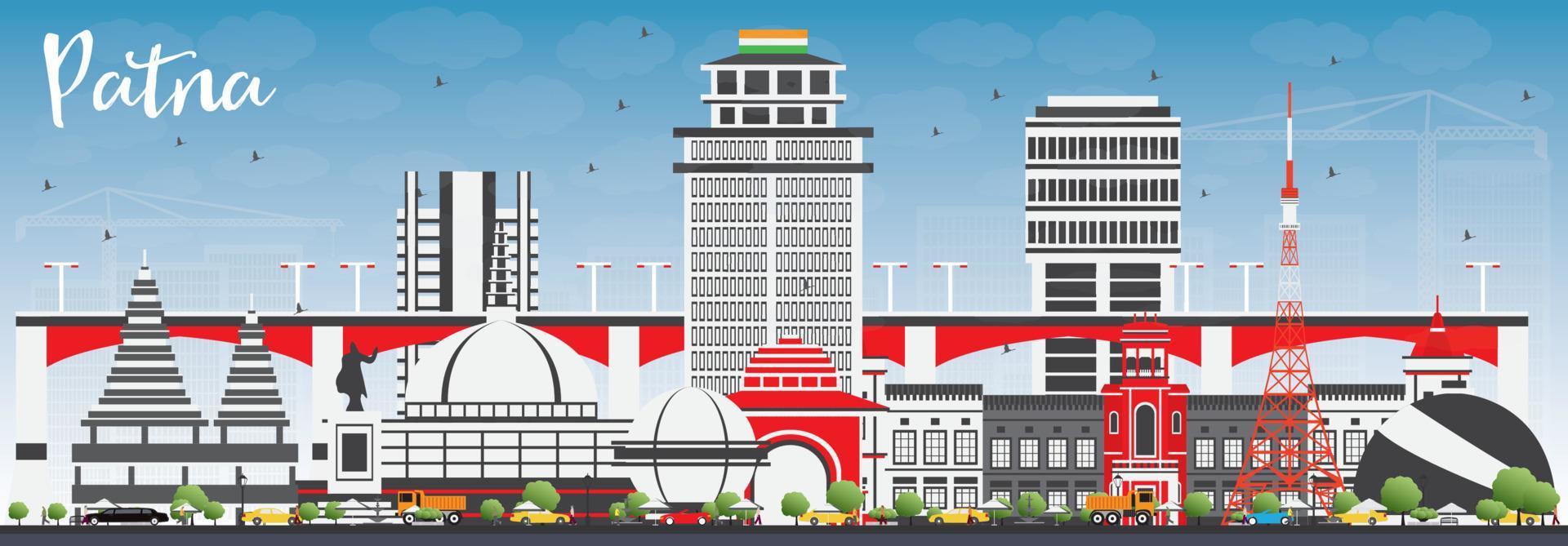 Patna Skyline with Gray Buildings and Blue Sky. vector