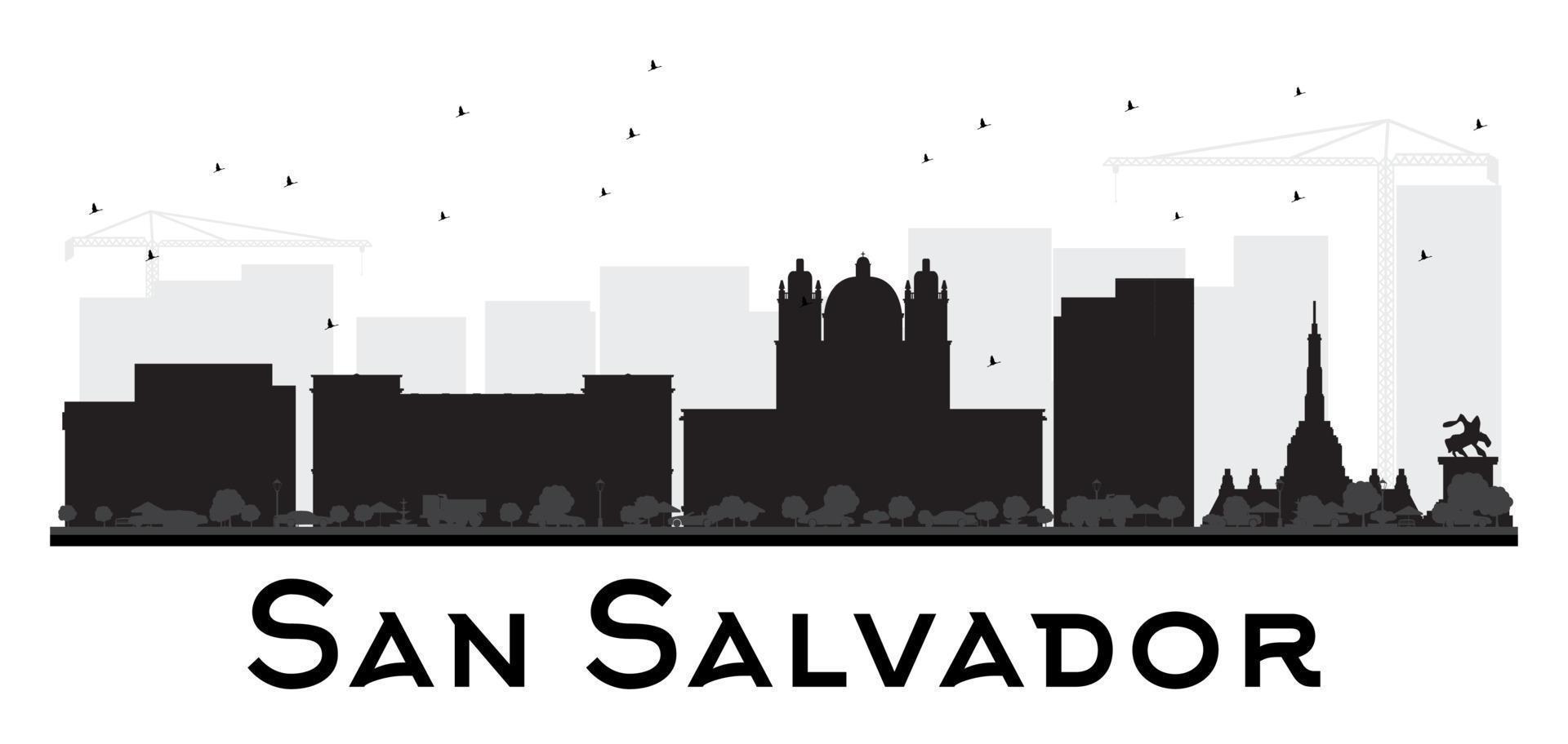 silueta en blanco y negro del horizonte de la ciudad de san salvador. vector