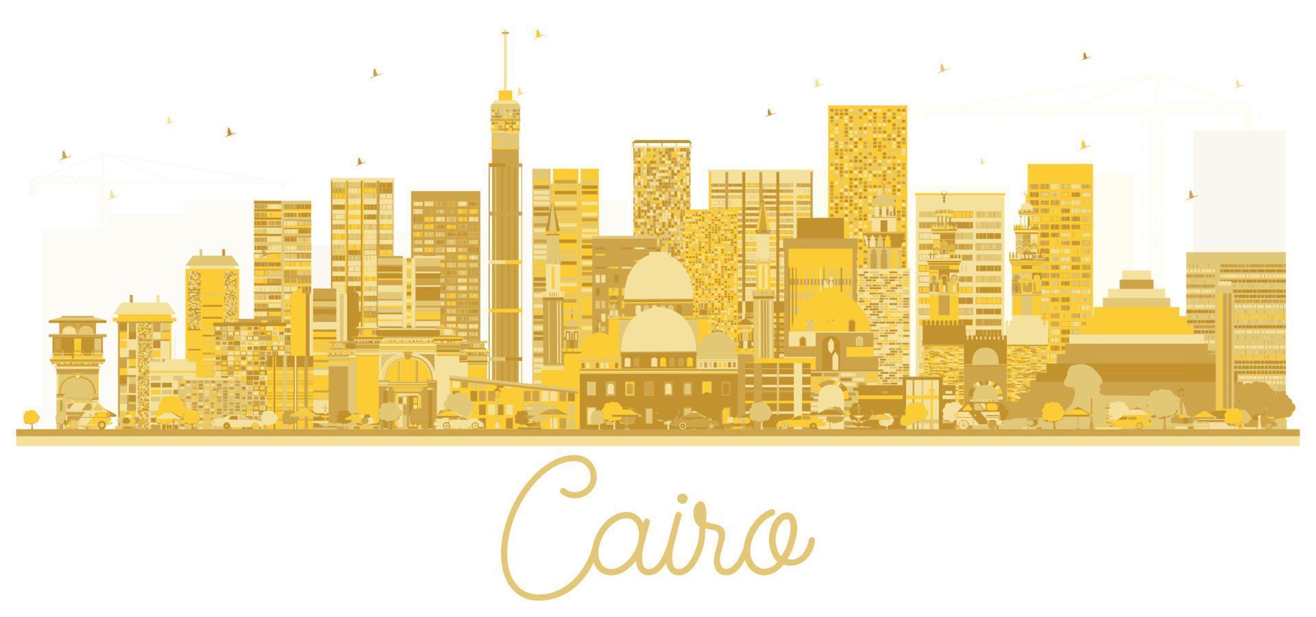 silueta dorada del horizonte de la ciudad de el cairo egipto. ilustración vectorial vector