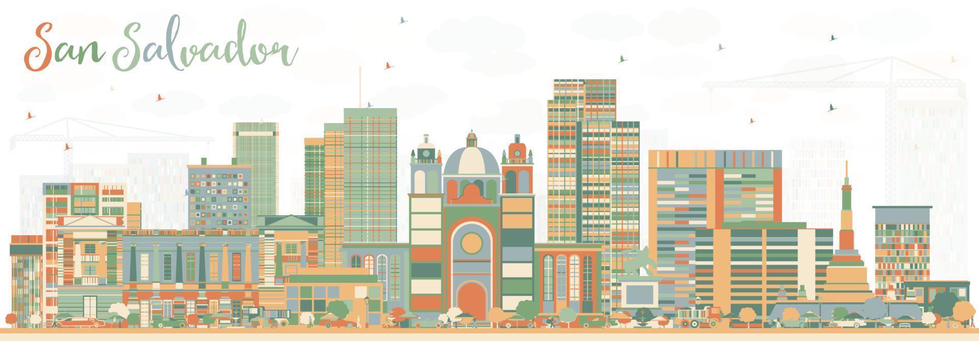 Abstract San Salvador Skyline with Color Buildings. vector