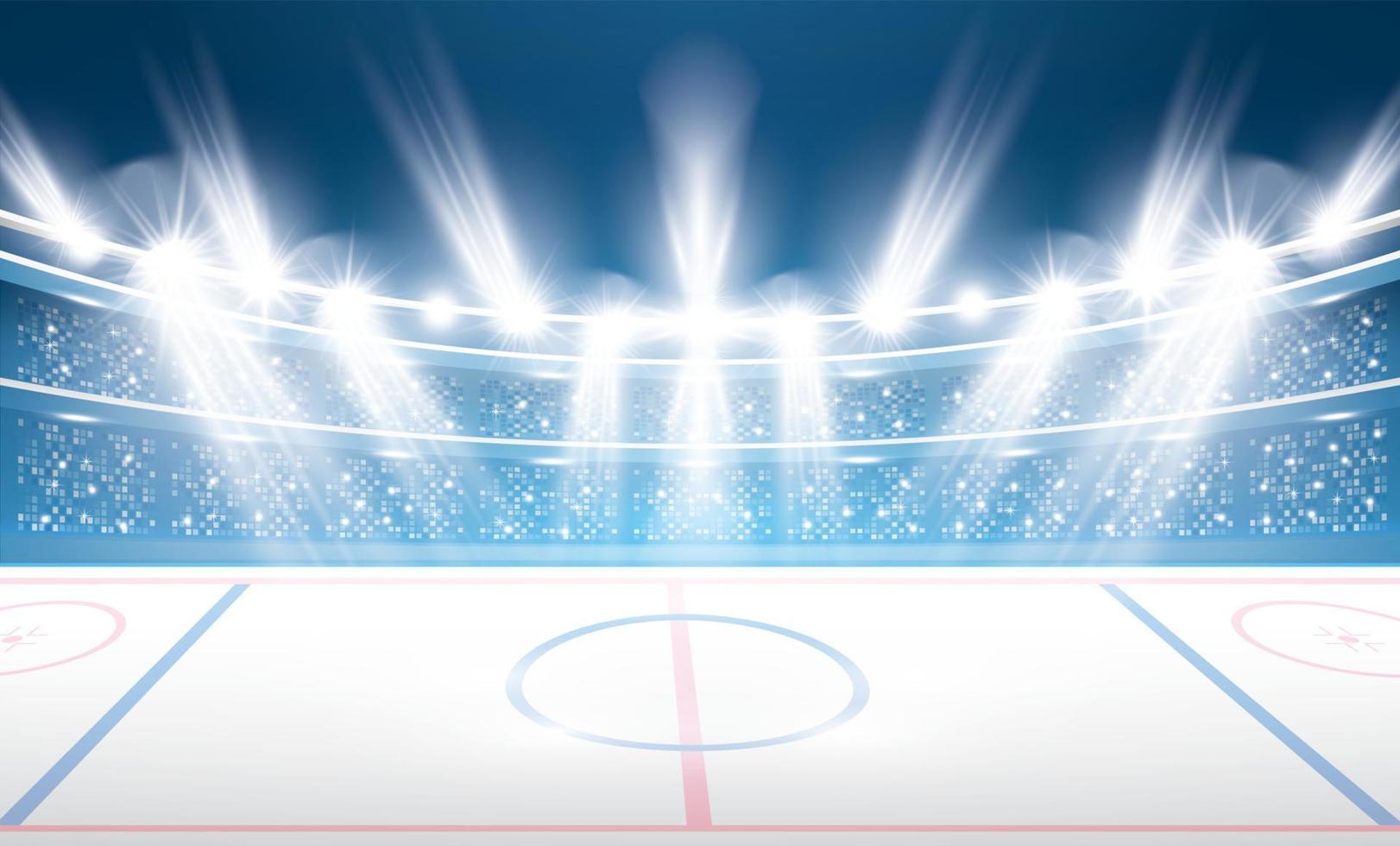 Ice Hockey Stadium with Spotlights. vector