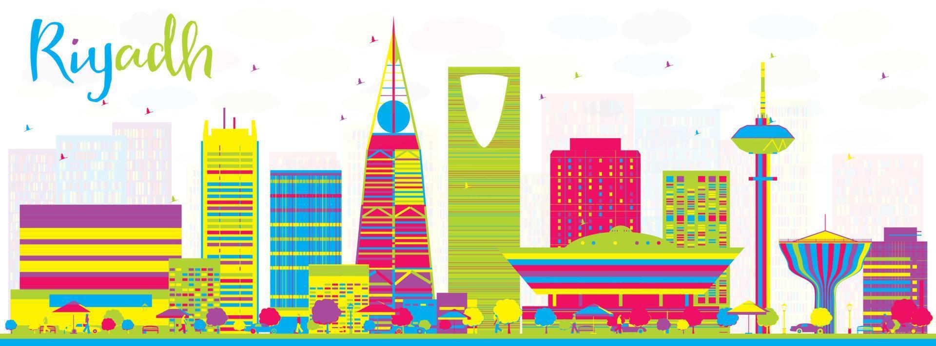 Abstract Riyadh Saudi Arabia City Skyline with Color buildings. vector