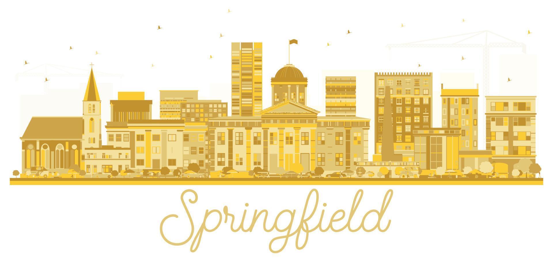Springfield Illinois USA City skyline golden silhouette. vector