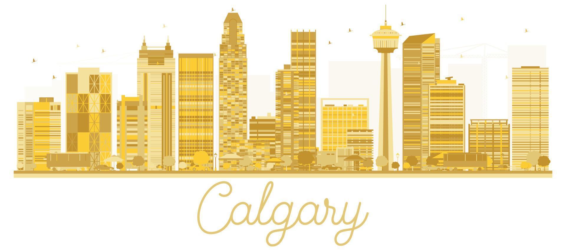 Calgary City skyline golden silhouette. vector