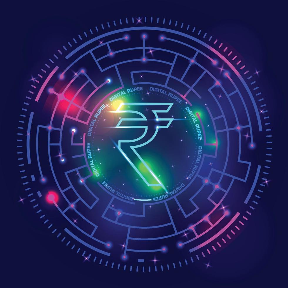 Digital Rupee or E-Rupee creative concept. Digital money. Vector illustration