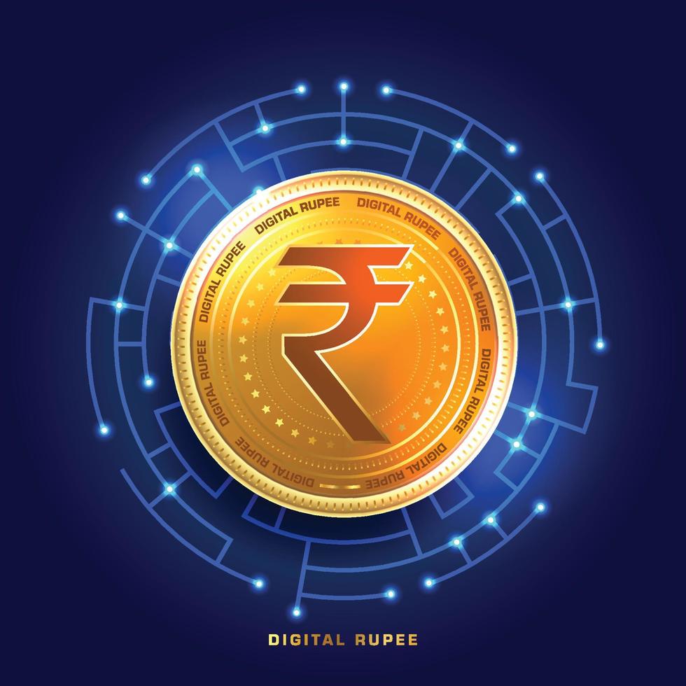 Digital Rupee or E-Rupee creative concept. Digital money. Vector illustration