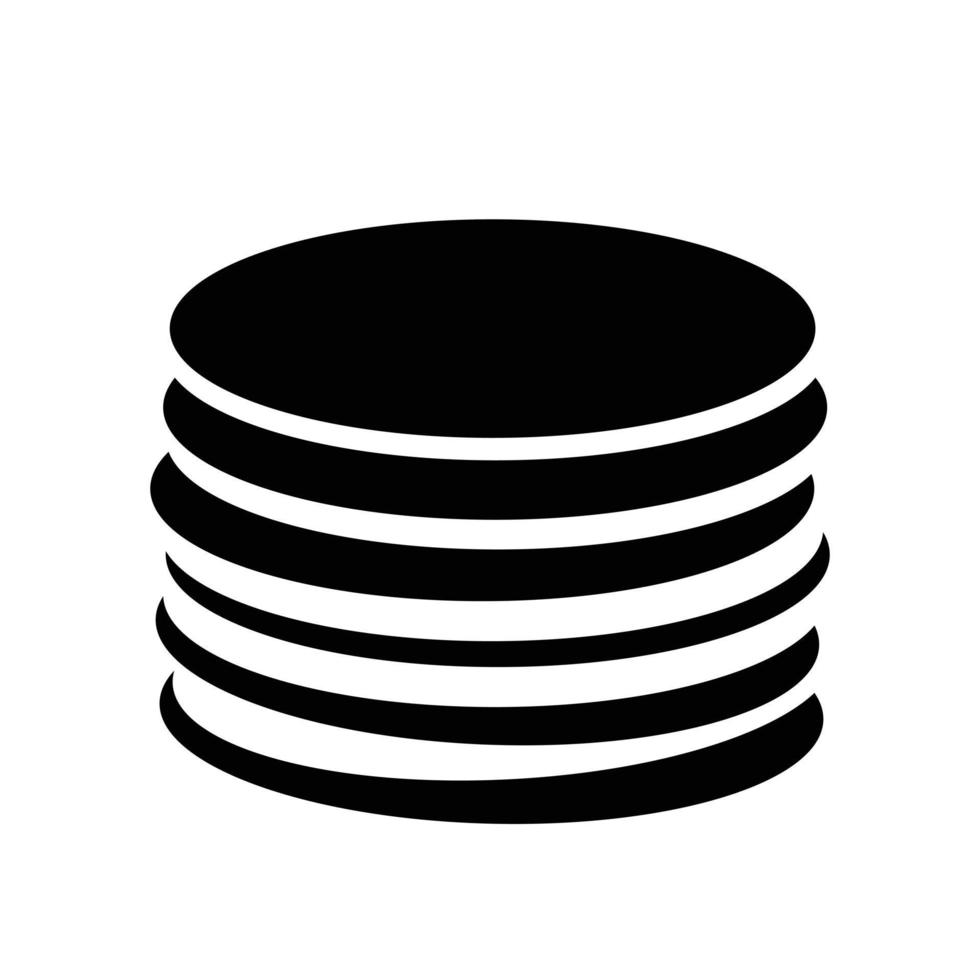 Dorayaki or Wagashi pancake. Japanese dessert. Pile of pancakes. Black and white silhouette vector illustration. Simple minimalist style.