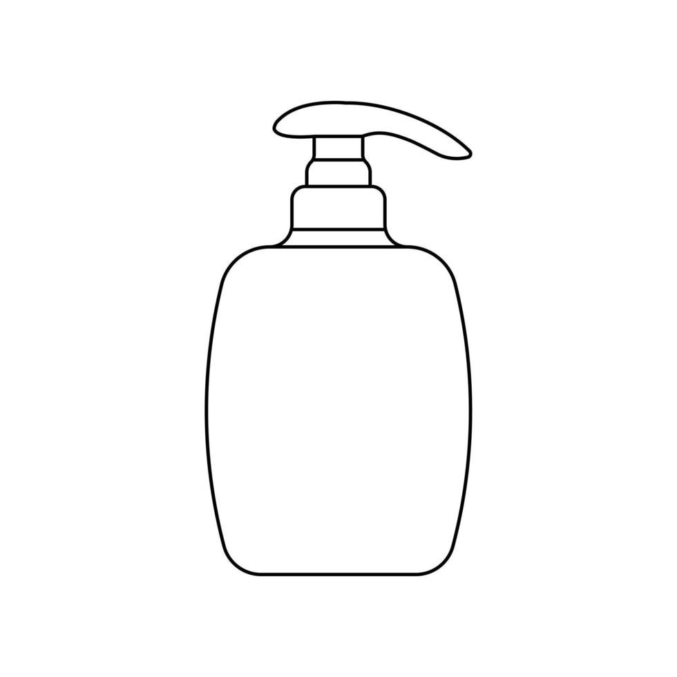 imple outline cosmetic bottle in minimalistic style, container for Cream, Lotion, Hand Soap, Foam icon for design. Isolated on white background vector