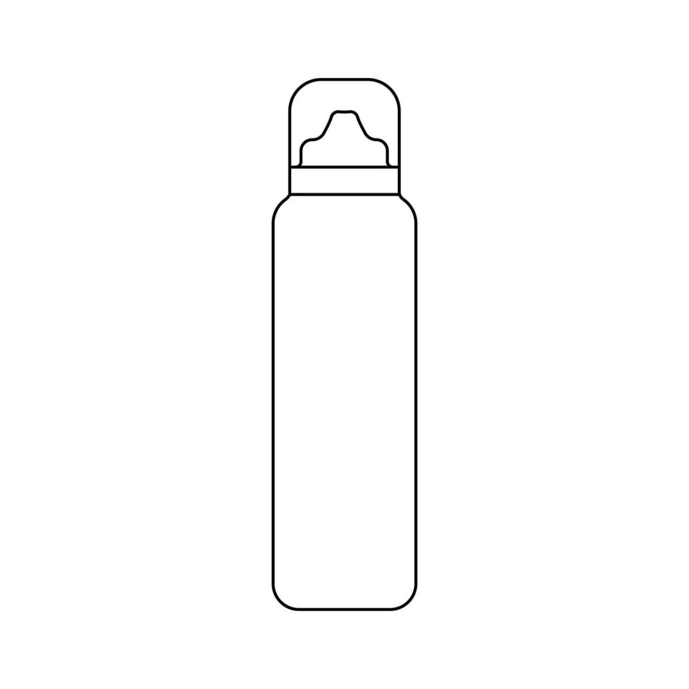 Simple outline cosmetic bottle in minimalistic style, container for Mousse, Spray-Mousse, Foam icon for design. Isolated on white background vector