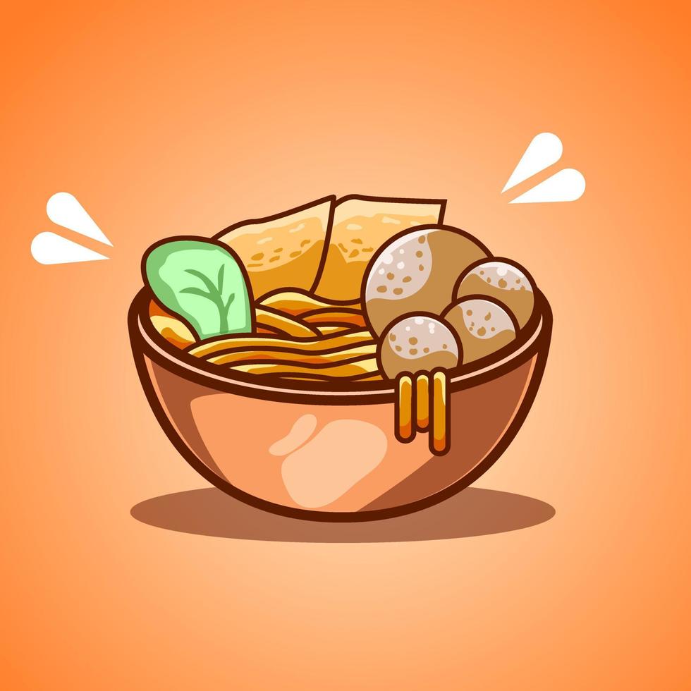 Premium vector l draw bakso vector illustration cartoon.