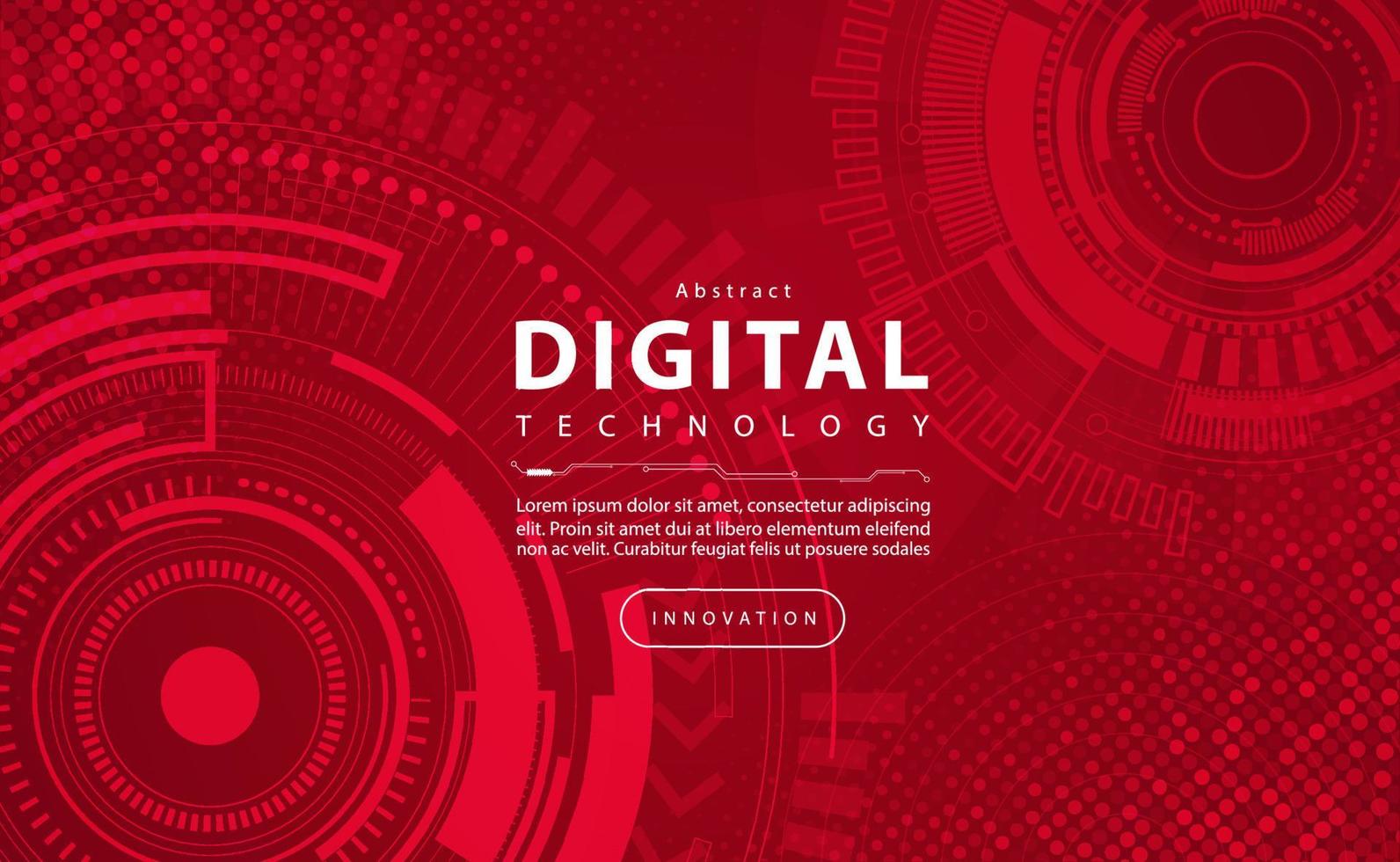 Digital technology banner red background concept, circuit technology light effect, abstract cyber tech, innovation future data, internet network, Ai big data, line dots connection, illustration vector