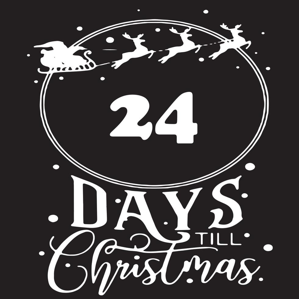 24 días hasta navidad, logotipo negro simple con motivos blancos vector