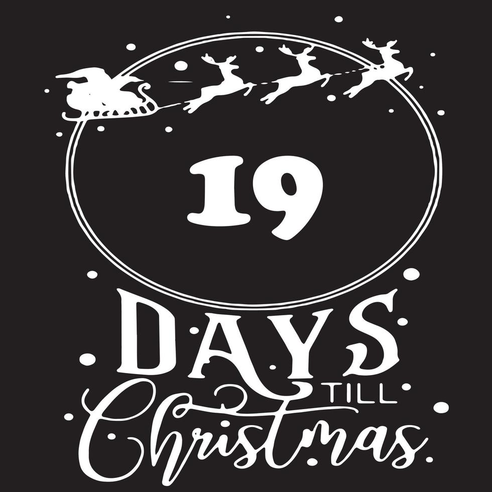 19 Days until Christmas , simple black logo with white patterns on it vector