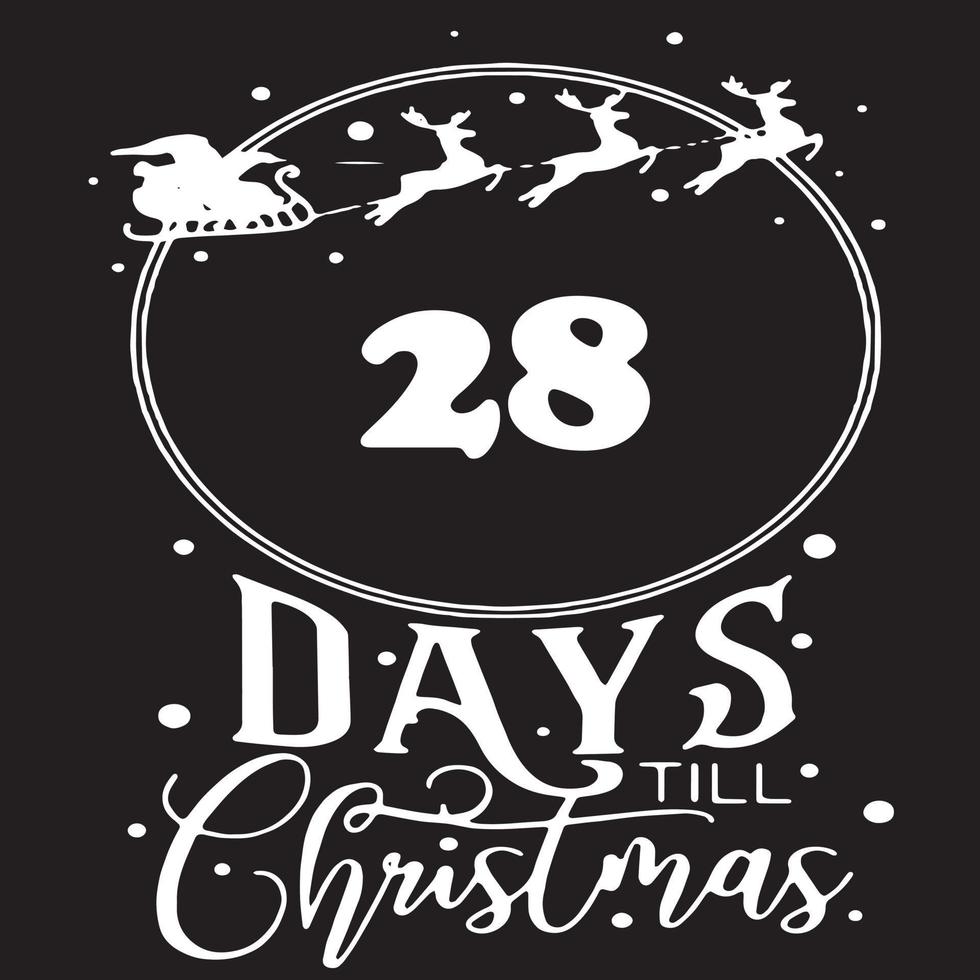 28 días hasta navidad, logotipo negro simple con motivos blancos vector