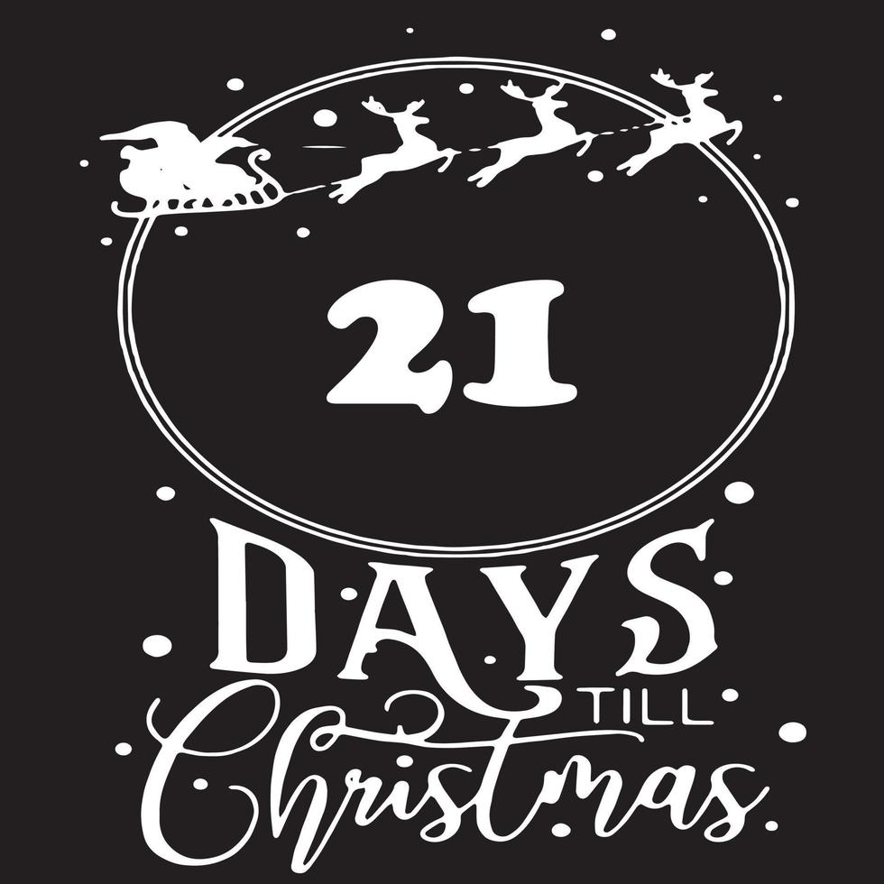 21 días hasta navidad, logotipo negro simple con motivos blancos vector