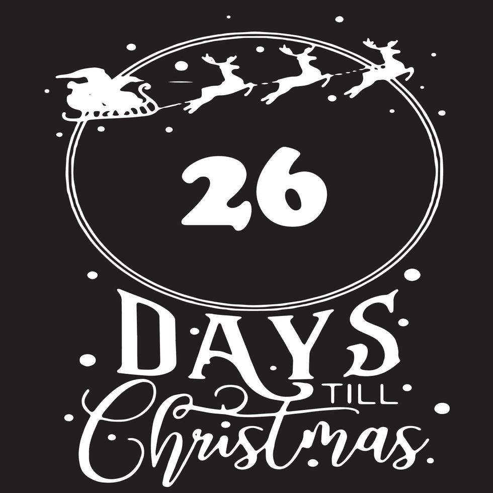 26 días hasta navidad, logotipo negro simple con motivos blancos vector