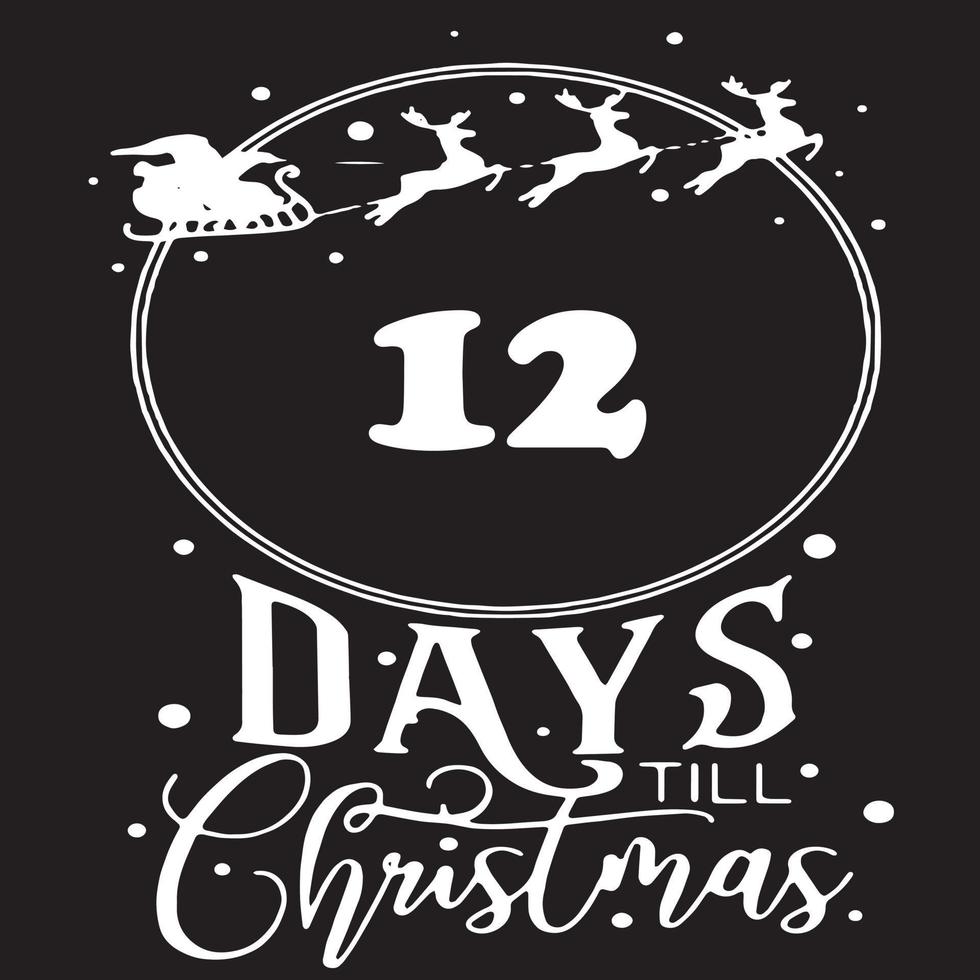12 Days until Christmas , simple black logo with white patterns on it
