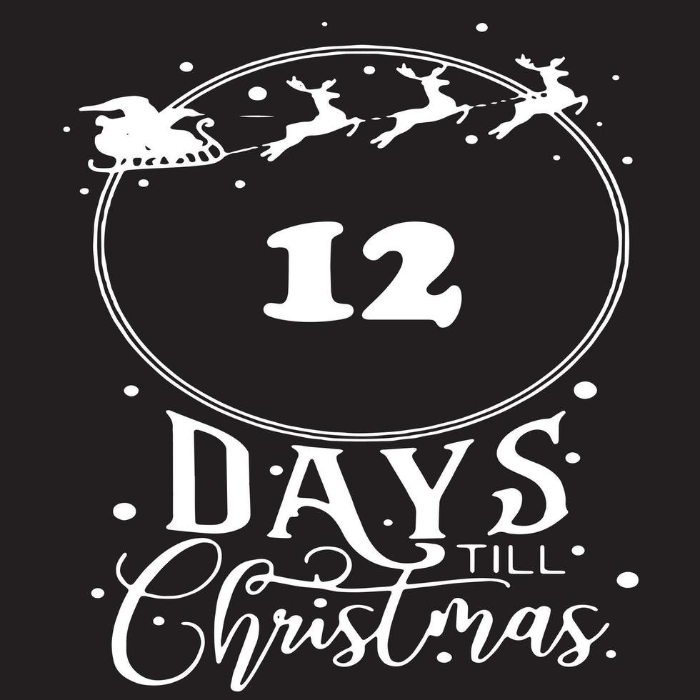 12 días hasta navidad, logotipo negro simple con motivos blancos vector