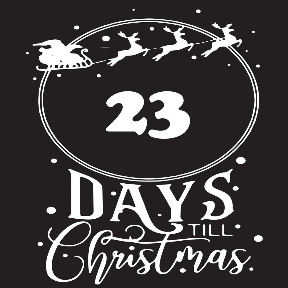 23 días hasta navidad, logotipo negro simple con motivos blancos vector